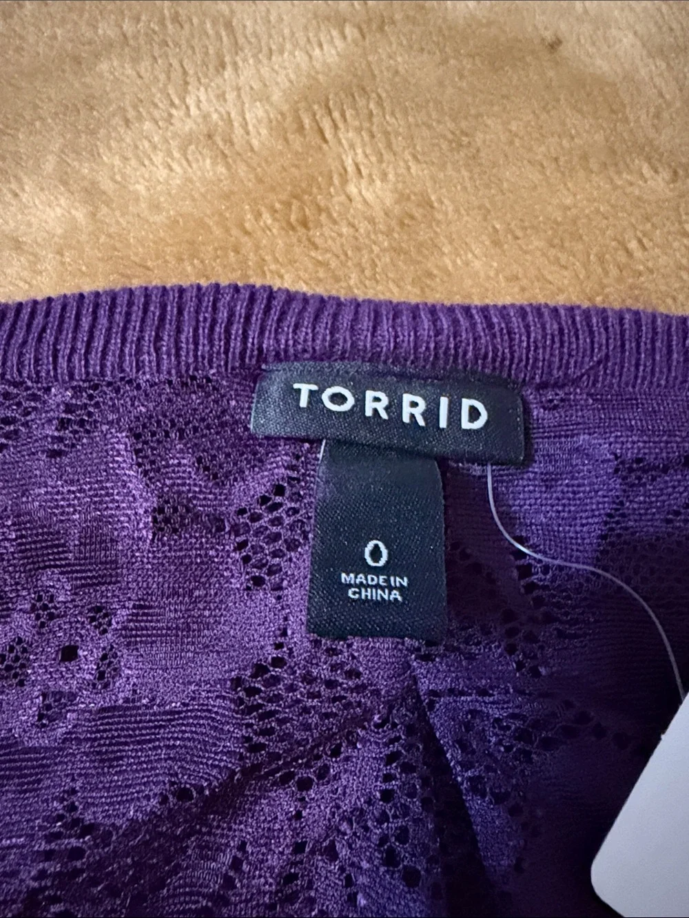 Torrid Dark Purple Lace-Hem Sweater NWT with lace shoulders and back size 0X
